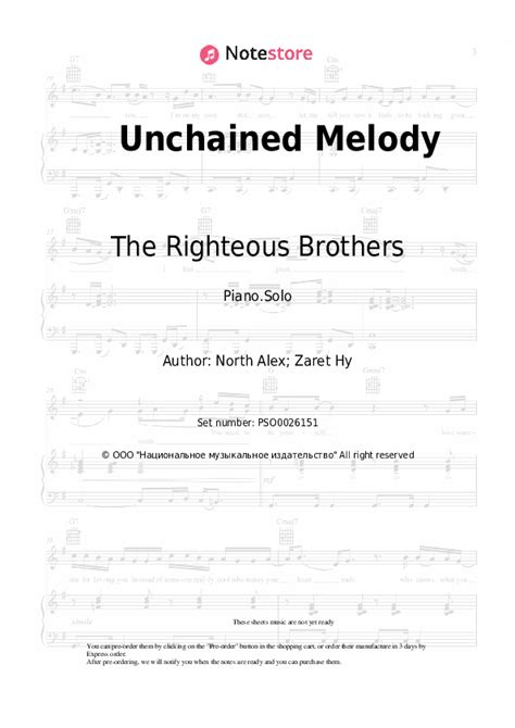 Unchained Melody Piano Sheet Music The Righteous Brothers In Note Store