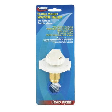 Valterra Flush Mount Water Inlet FPT Flange White Carded A01