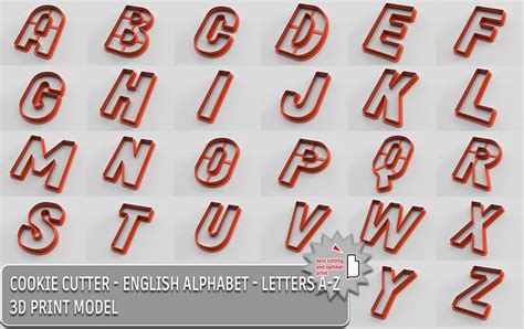 Cookie Cutter English Alphabet Letters A Z D Model Collection