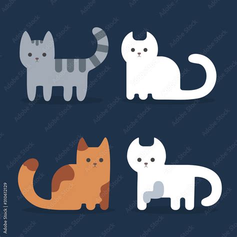 Set Of Cute Cats Icons Stock Vector Adobe Stock