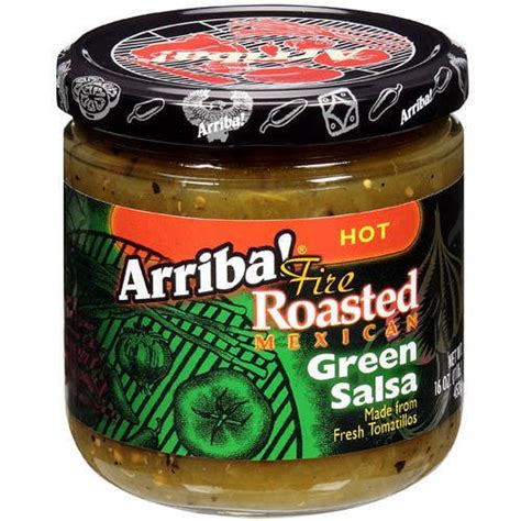 Arriba Hot Fire Roasted Green Salsa 16 Oz