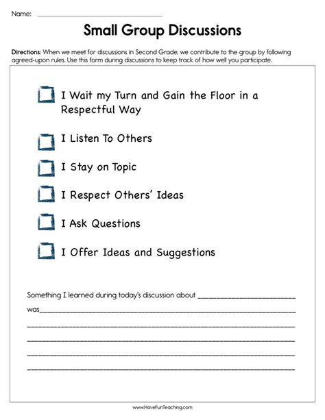 Small Group Discussions Checklist Worksheet By Teach Simple