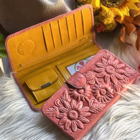 Sunflowers Leather Wallets For Women Personalized Gifts For Her