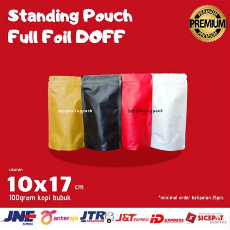 Jual STP KEMASAN STANDING POUCH FULL FOIL DOFF LOCAL WARNA 10x17