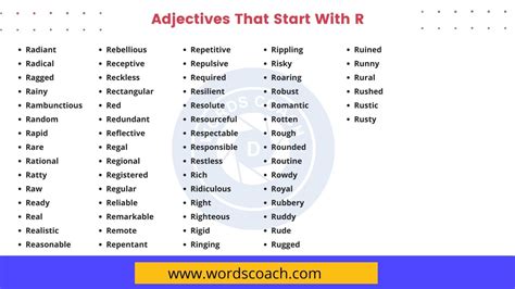 List Of 2000 Common Adjectives Word Coach