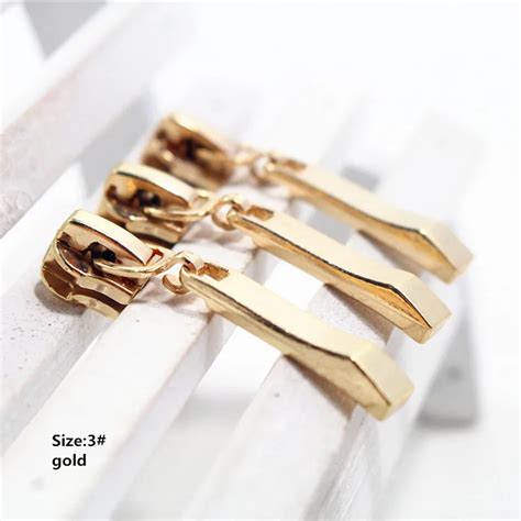 3# Wholesale 10pcs Zipper gold Metal Zipper Pulls zipper Head For ...