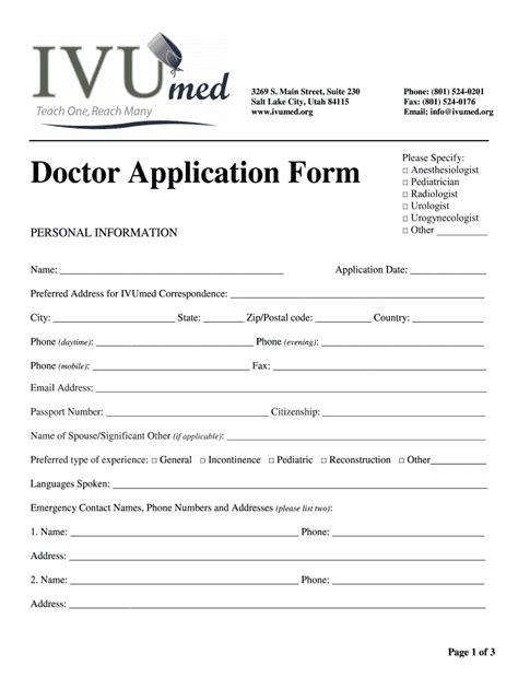 Doctor Application Form Fill Online Printable Fillable Blank