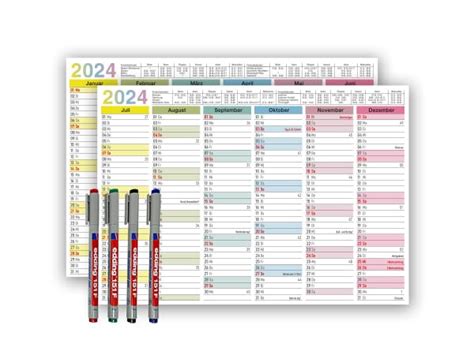 TOBJA Lot de 3 calendriers de tableau 2024 A4 Aperçu pour les dates