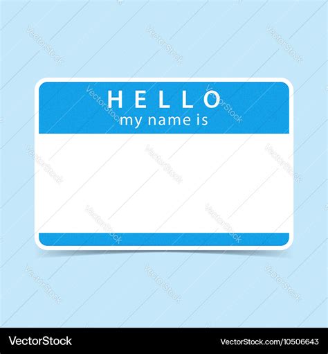 Blue Tag Sticker Hello My Name Is Royalty Free Vector Image