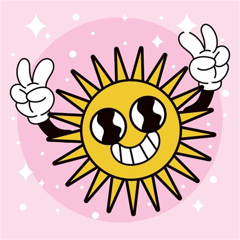 Sun Groovy Cartoon Character 48656326 Vector Art At Vecteezy