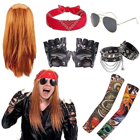 Herren Rock Star Heavy Metal Per Cke Set Rockstar Er Jahre Kost M