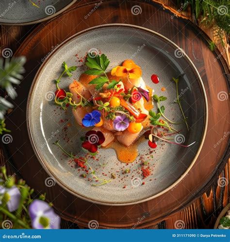 Indulge In A Culinary Masterpiece, Gourmet Dish Artfully Adorned With