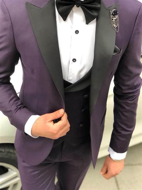 Designer Tuxedo Wedding Party Lilac Suit Vest Set Fitted Slim EBay