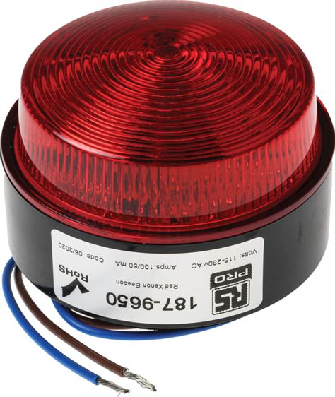 RS PRO RS PRO Red Flashing Beacon 115 230 V Ac Stud Mount