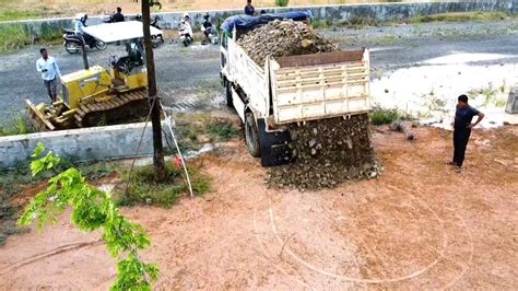 New Work Pushes Stones To Make Roads By Bulldozer Komatsu D P Youtube