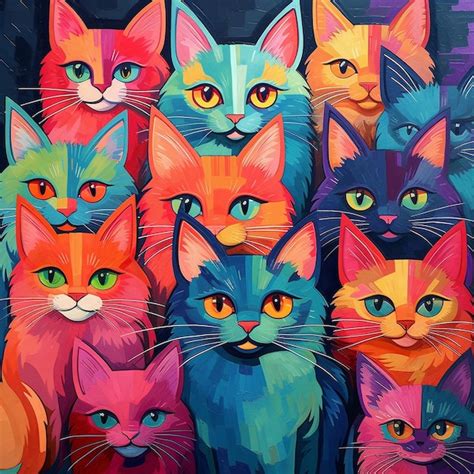 premium photo feline brushstrokes cats art wallpaper collection