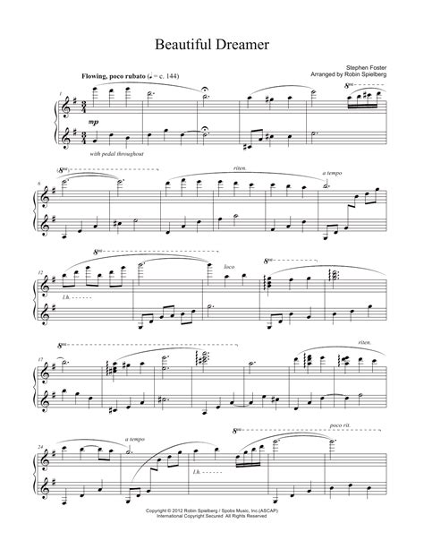 Beautiful Dreamer Easy Piano Sheet Music