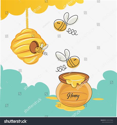 Buzzy Bee Vector Illustration Hive Honey Stock Vector Royalty Free