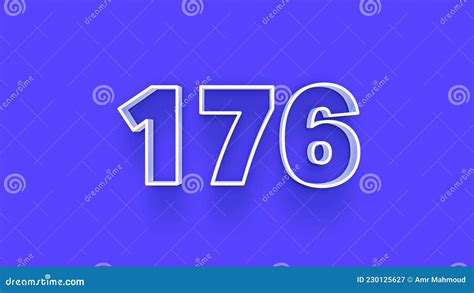 Blue 3d Symbol Of 176 Number Icon On Blue Background Stock Image