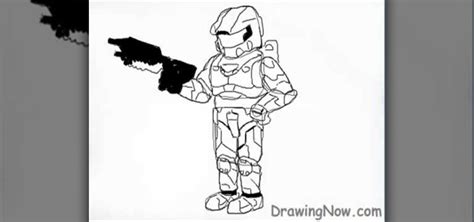 How To Draw Master Chief From The Video Game Halo Drawing