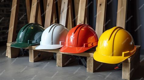 Premium Photo | A Photo of Construction Safety Helmets