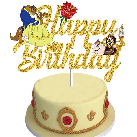 Buy Gzduck Beauty And The Beast Cake Topper Belle Happy Birthday Cake