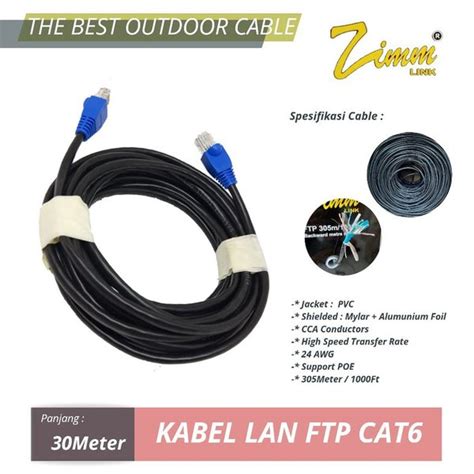 Jual Kabel LAN STP FTP Cat 6 Double Jacket Outdoor CCA Siap Pakai 30