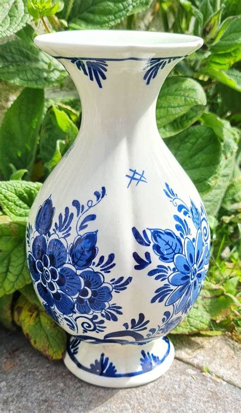 Delfts Delft Holland Pottery Vase Hand Painted Blue And Etsy