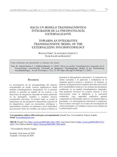 HACIA UN MODELO TRANSDIAGNÓSTICO INTEGRADOR DE LA PSICOPATOLOGÍA