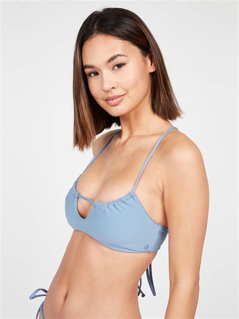 Simply Seamless Scoop Bikini Top Washed Blue Volcom Us