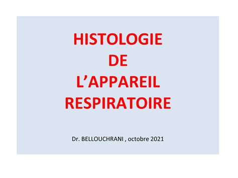 Solution Histologie De L Appareil Respiratoire Article De Formation