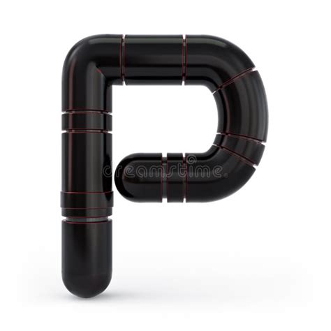 Capital Letter P Uppercase Metallic Futuristic Black Font 3d Stock