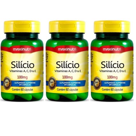 Kit 3 Silício Vit a c d e 100 Mg 60 Caps Maxinutri Submarino