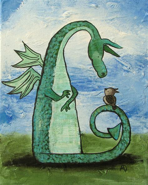 Dragon Nursery Art Print Fairy Tale Childrens Room Decor Whimsical Owl ...