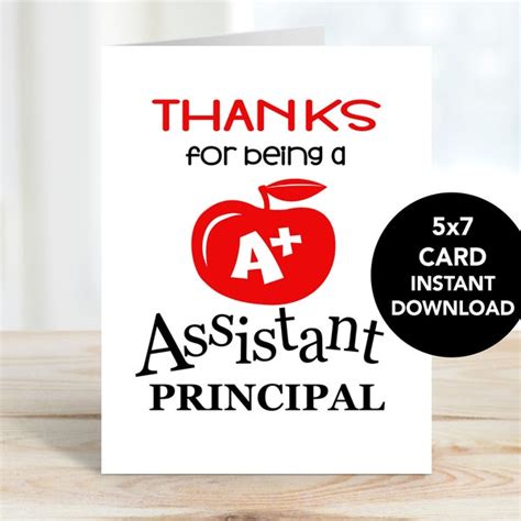 Printable Thank You Card For Principal Etsy