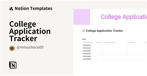 College Application Tracker Template by Miss Choco | Notion Marketplace