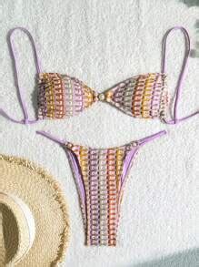 Swim Mod 2pcs Set Women S Swimsuit Set Pearl Texture Beach Bikini For Summer SHEIN Malaysia