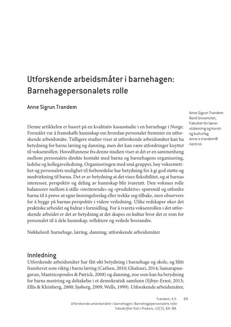 PDF Utforskende arbeidsmåter i barnehagen Barnehagepersonalets rolle