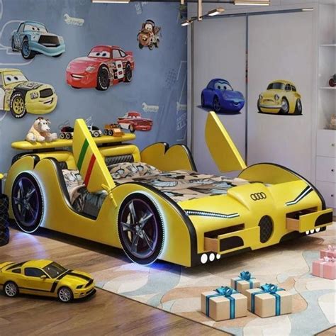 Children's bed boy car bed with guardrails creative children's single ...