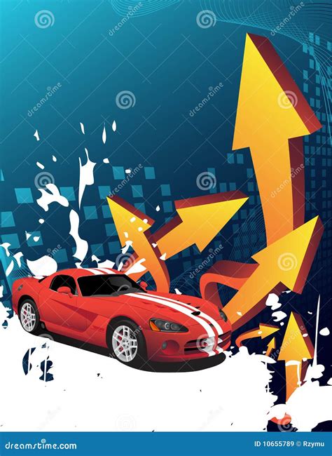 Red Car on the Abstract Background Stock Vector - Illustration of ...