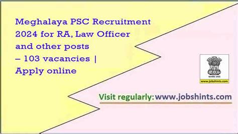 Meghalaya PSC Recruitment 2024 For RA Law Officer And Other Posts