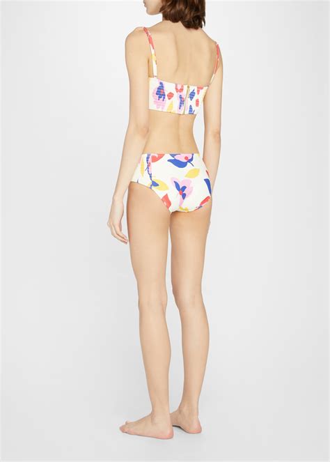 Kate Spade New York Summer Floral Smocked Underwire Bralette Bikini Top