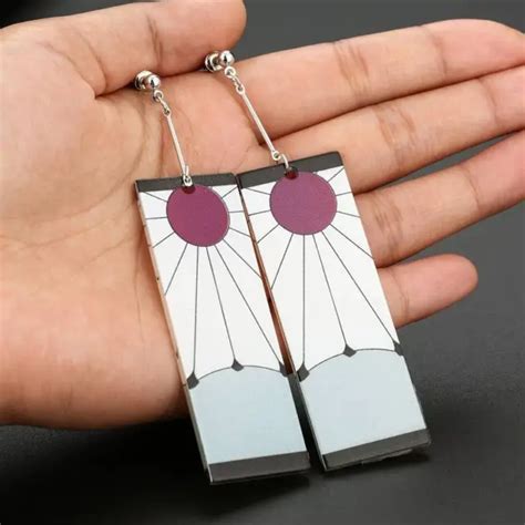 DEMON SLAYER ANIME Inspired Tanjiro Kamado Hanafuda Cosplay Earrings UK