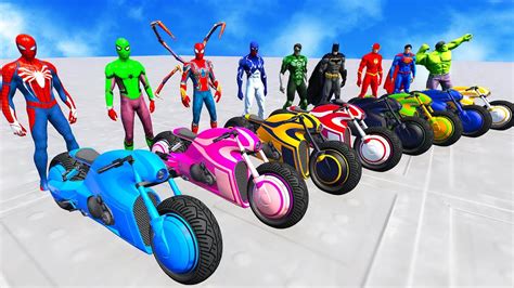 Spiderman Army Vs Dc Superheroes Team Motorcycles Epic Speed Racing