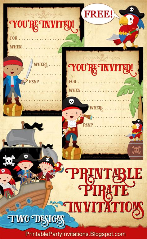 FREE Printable Pirate Party Invitations -- 2 Designs | Pirate ...