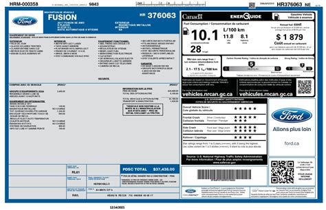 Window Sticker For 2017 Ford Fusion Se Awd