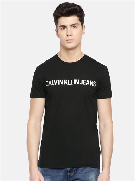 Buy Calvin Klein Jeans Men Black Printed Slim Fit Round Neck T Shirt Tshirts For Men 11152356