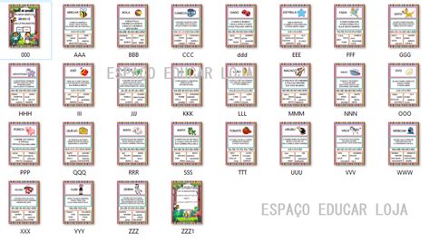 Fichas de Leitura coloridas letra bastão pdf digital