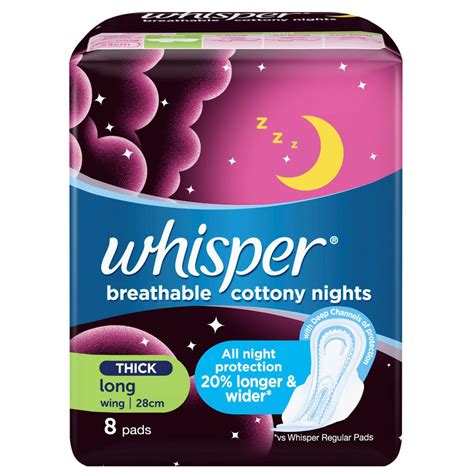 Whisper Cottony Clean Overnight Long Wing Sanitary Napkin 8 Pads