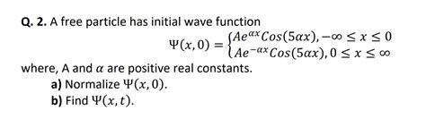 Solved Q A Free Particle Has Initial Wave Function Sa Ax Chegg